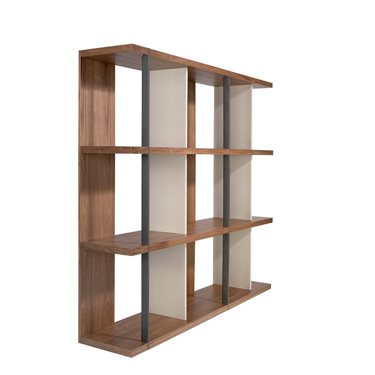 Grey lacquered walnut and steel shelves-Angel Cerdá