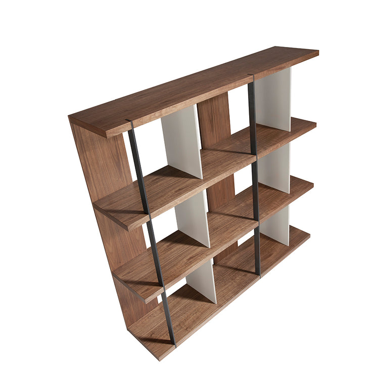 Grey lacquered walnut and steel shelves-Angel Cerdá