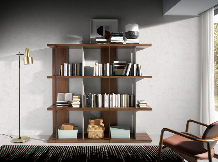 Grey lacquered walnut and steel shelves-Angel Cerdá