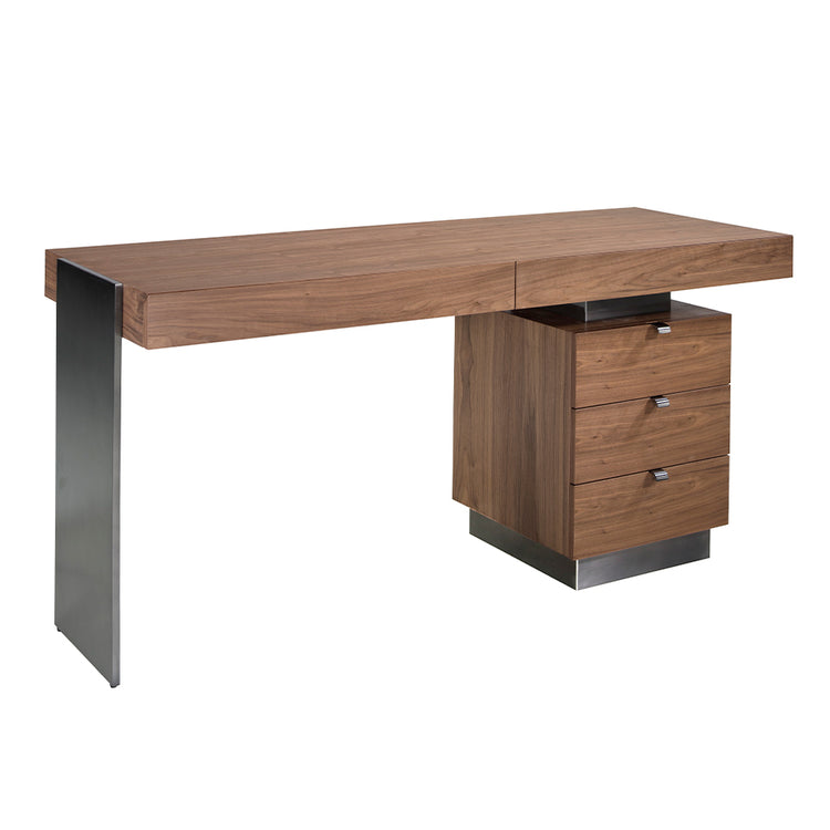 Office desk in walnut wood and steel-Angel Cerdá