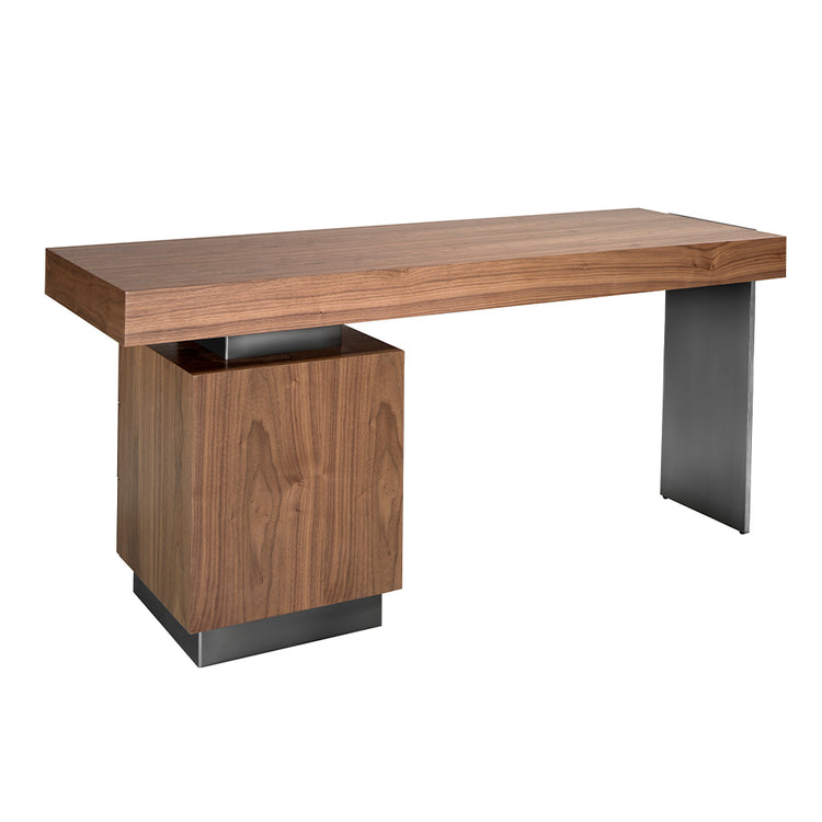 Office desk in walnut wood and steel-Angel Cerdá