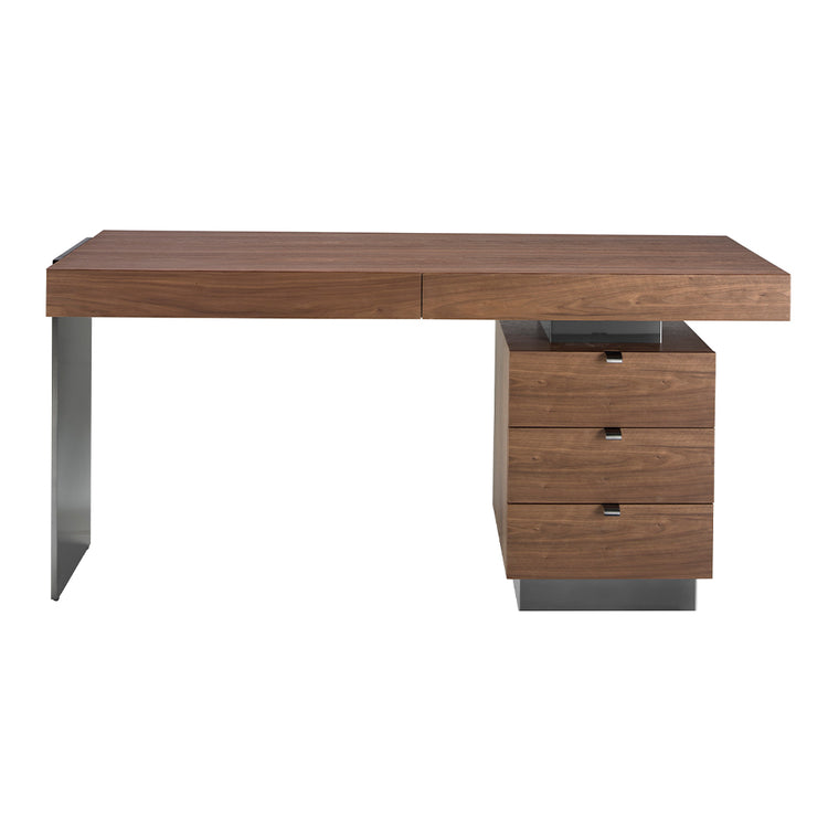 Office desk in walnut wood and steel-Angel Cerdá