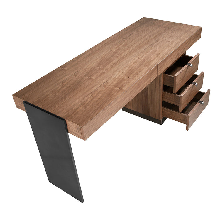 Office desk in walnut wood and steel-Angel Cerdá