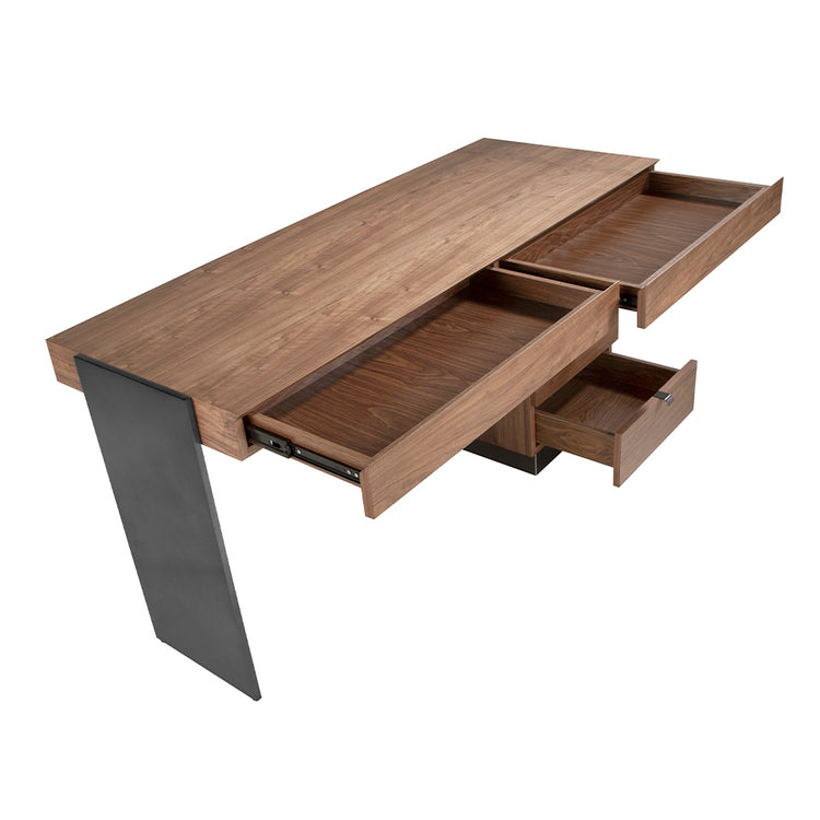 Office desk in walnut wood and steel-Angel Cerdá