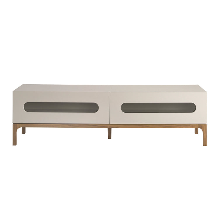 Gray and walnut wood TV cabinet with interior lighting - Angel Cerdá