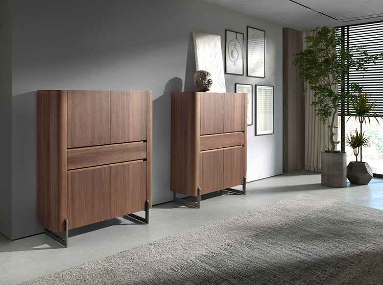 Tall sideboard walnut and dark metallised steel - Angel Cerdá