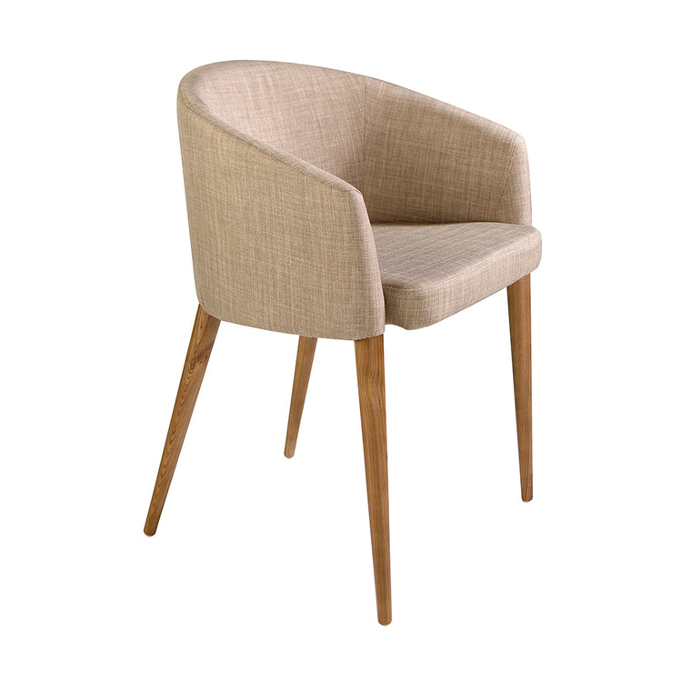 Upholstered armchair with legs in walnut colour - Angel Cerdá S.L