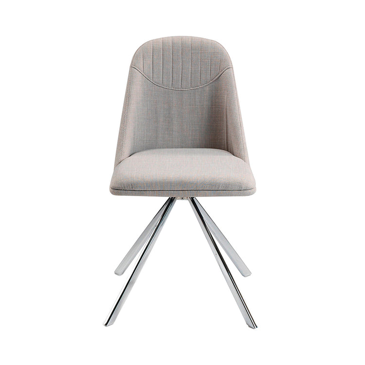 Swivel chair upholstered in fabric with chromed steel legs