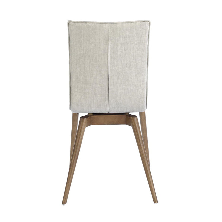 Chair upholstered in fabric with Walnut colored wooden legs