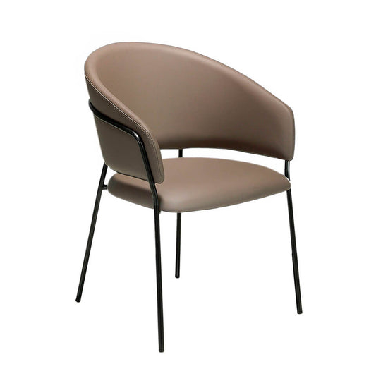 Chair upholstered in leatherette with black steel legs - Angel Cerda S.L.