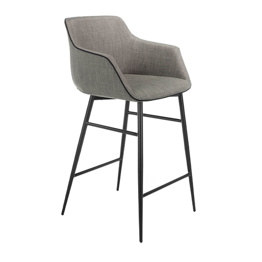 Upholstered stool with black steel frame - Angel Cerda S.L.