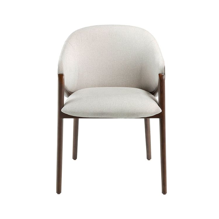 Chair upholstered in fabric and leatherette with Walnut colored wooden frame