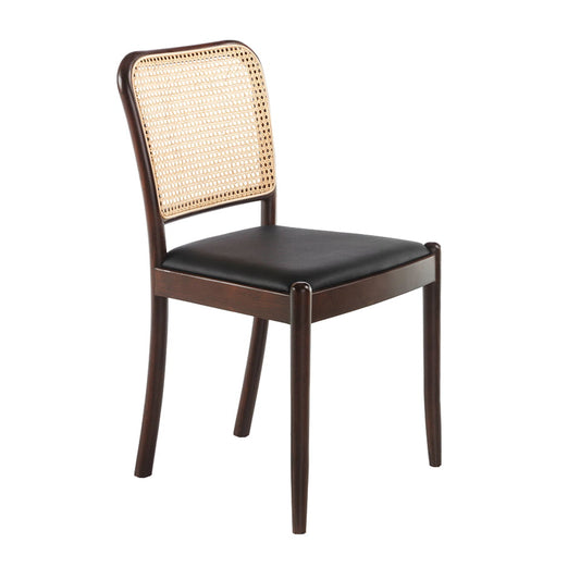 Chair upholstered in leatherette with rattan backrest - Angel Cerdá