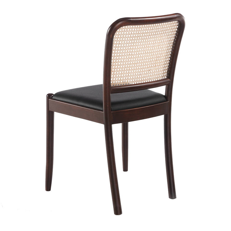 Chair upholstered in leatherette with rattan backrest - Angel Cerdá