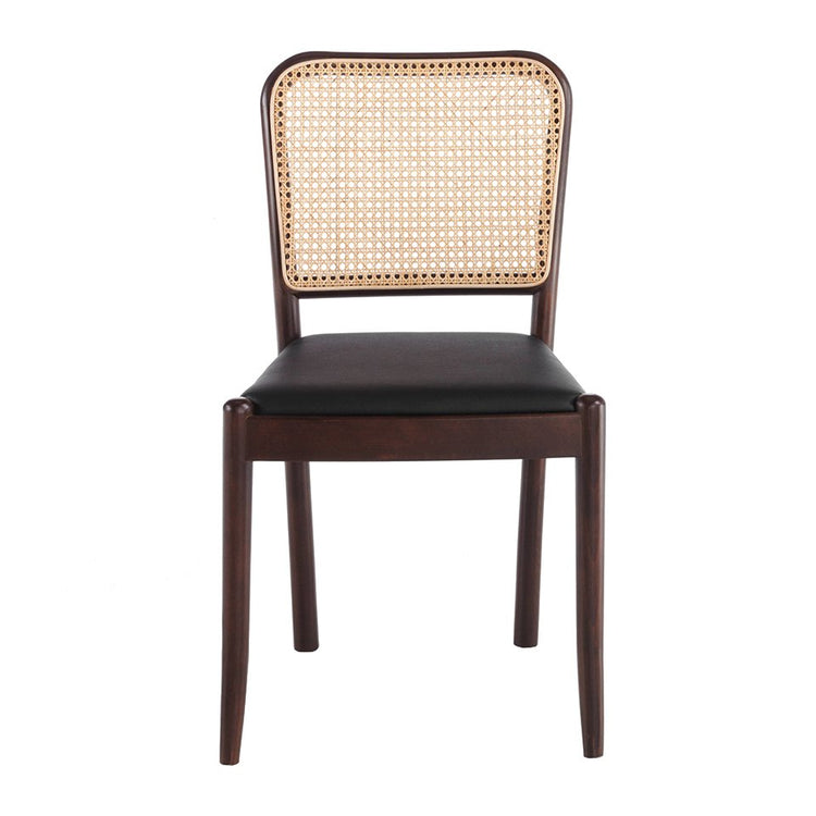 Chair upholstered in leatherette with rattan backrest - Angel Cerdá