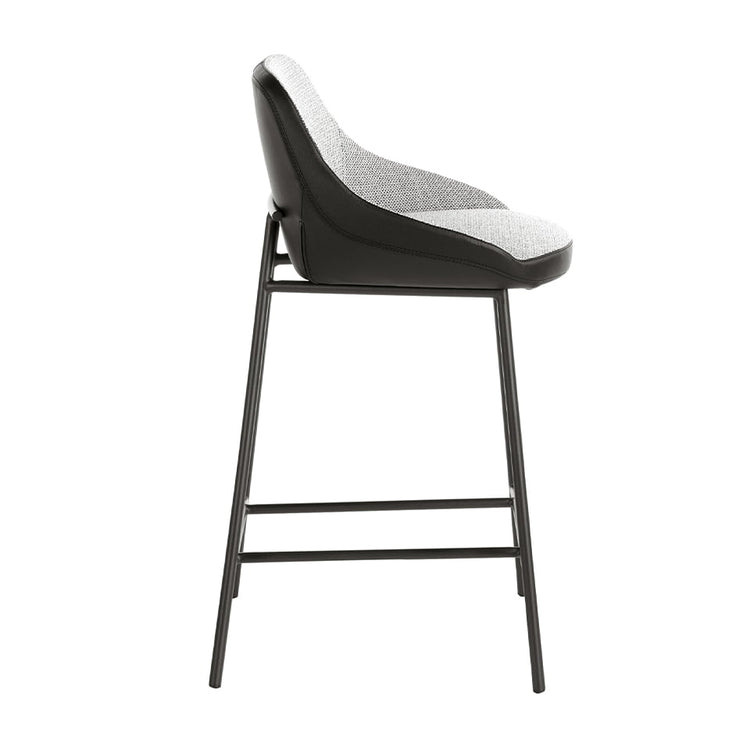 Stool upholstered in fabric and eco-leather with black epoxy painted steel structure - Angel Cerdá