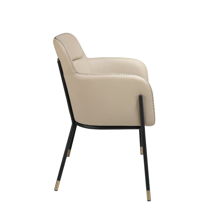 Chair upholstered in eco-leather with black and gold steel structure