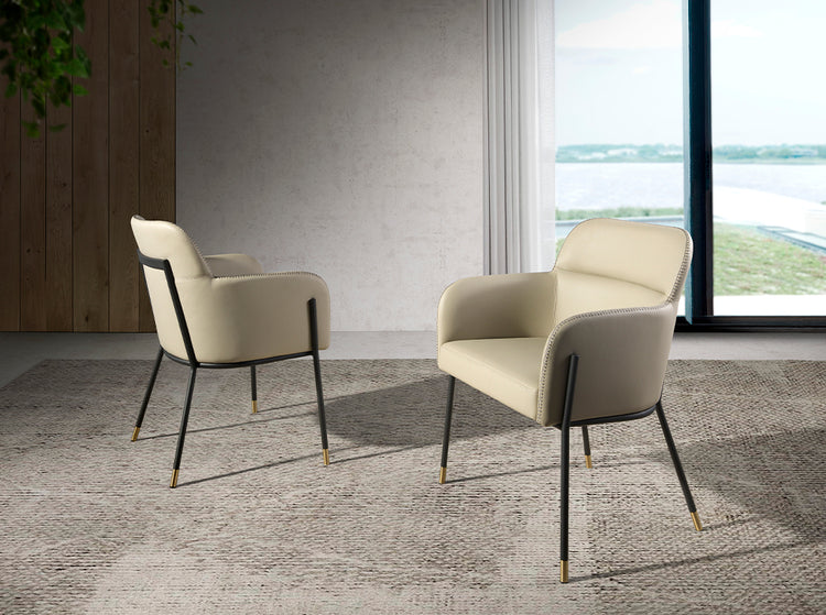 Beige eco-leather dining chair - Angel Cerda S.L