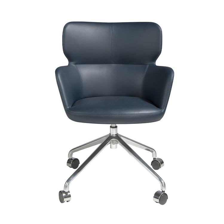 Blue leatherette swivel office chair-Angel Cerdá