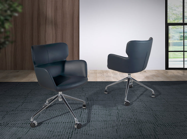 Blue leatherette swivel office chair-Angel Cerdá