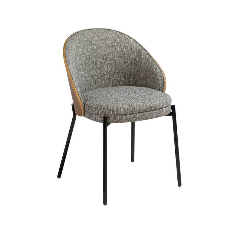 Fabric upholstered chair with walnut backrest-Angel Cerdá