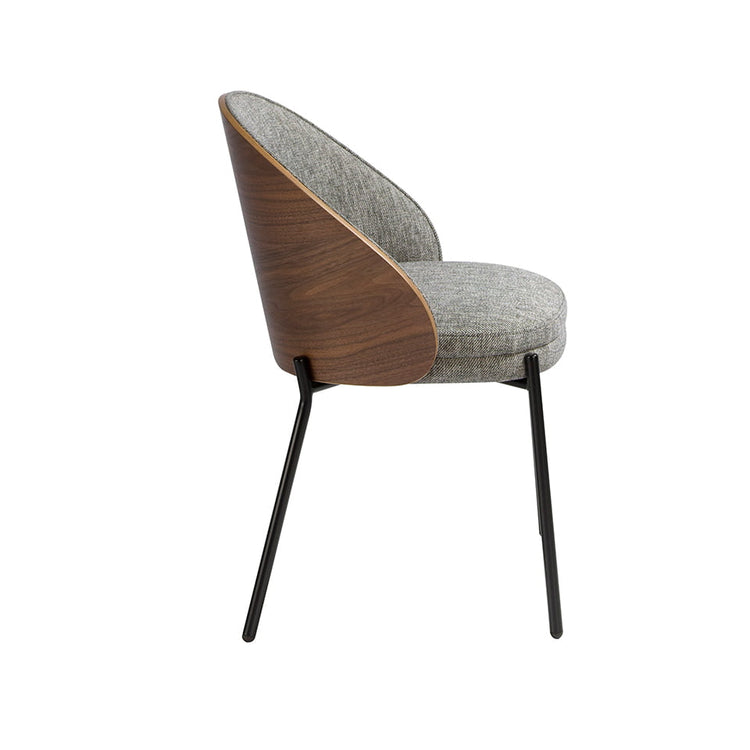 Fabric upholstered chair with walnut backrest-Angel Cerdá