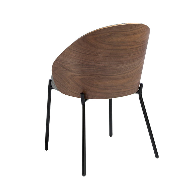 Fabric upholstered chair with walnut backrest-Angel Cerdá