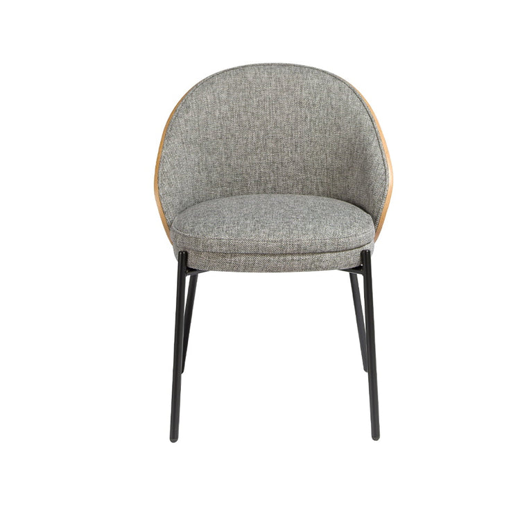 Fabric upholstered chair with walnut backrest-Angel Cerdá