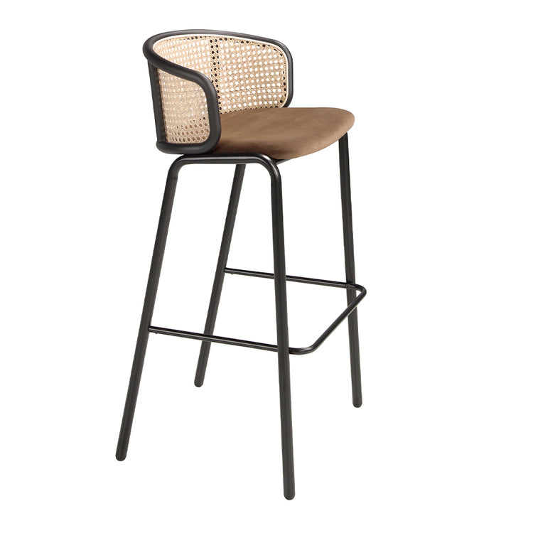 Brown velvet and rattan stool - Angel Cerdá