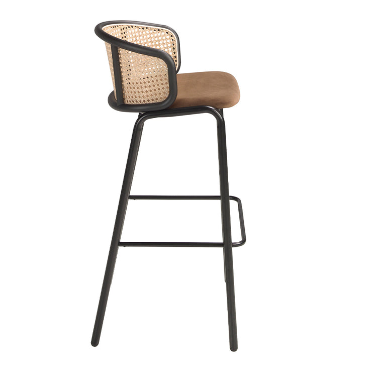 Brown velvet and rattan stool - Angel Cerdá