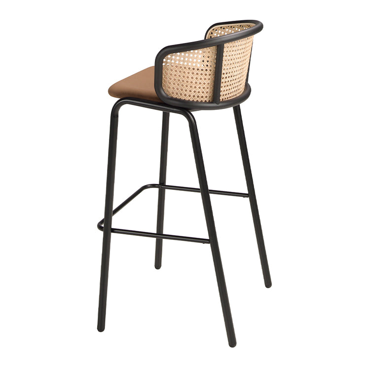 Brown velvet and rattan stool - Angel Cerdá