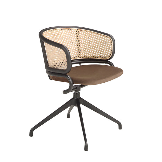 Brown velvet and rattan swivel chair - Angel Cerdá