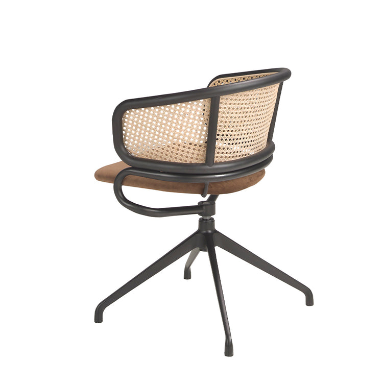 Brown velvet and rattan swivel chair - Angel Cerdá