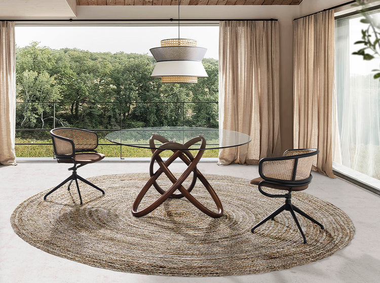 Brown velvet and rattan swivel chair - Angel Cerdá