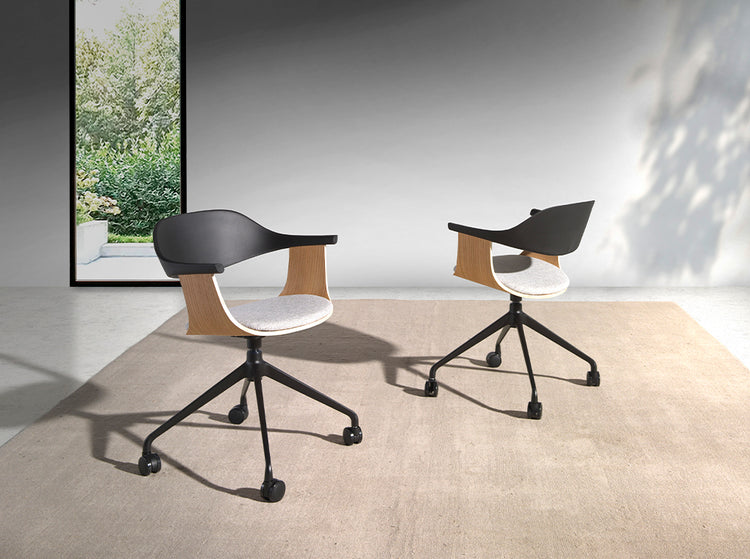 office chair grey fabric and black pvc - Angel Cerdá