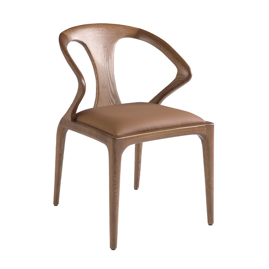 Brown and walnut leatherette chair - Angel Cerdá