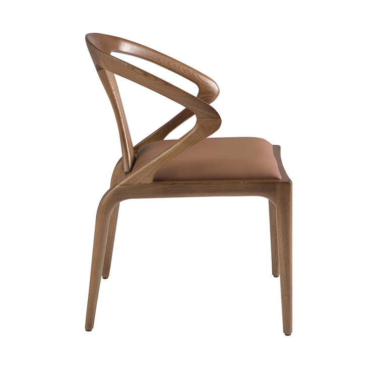 Brown and walnut leatherette chair - Angel Cerdá