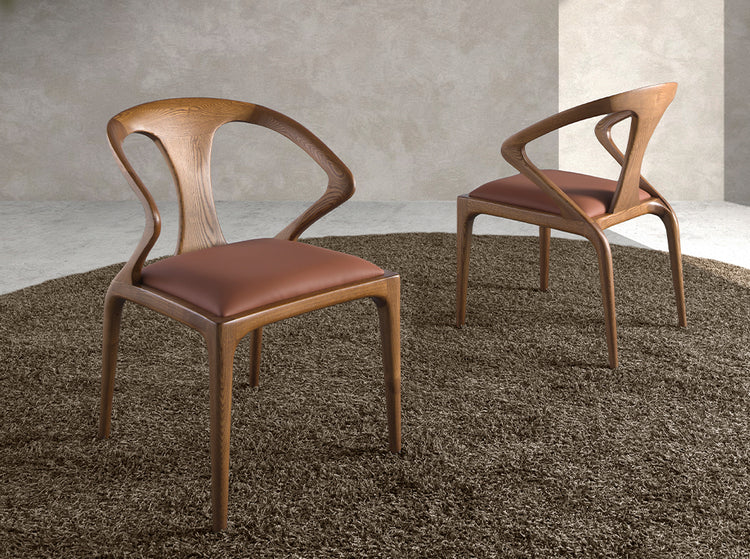 Brown and walnut leatherette chair - Angel Cerdá