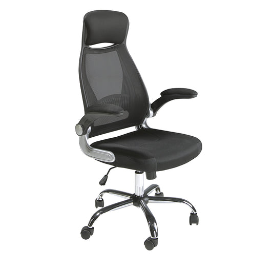 Black fabric swivel office chair