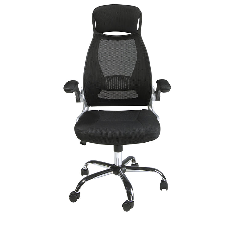 Black fabric swivel office chair