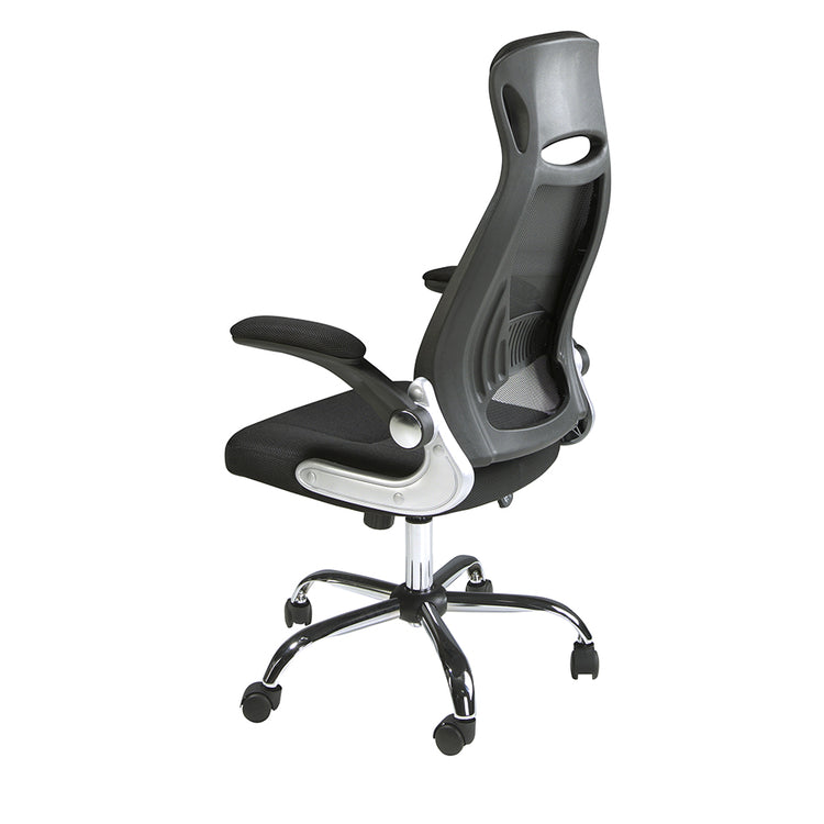 Black fabric swivel office chair