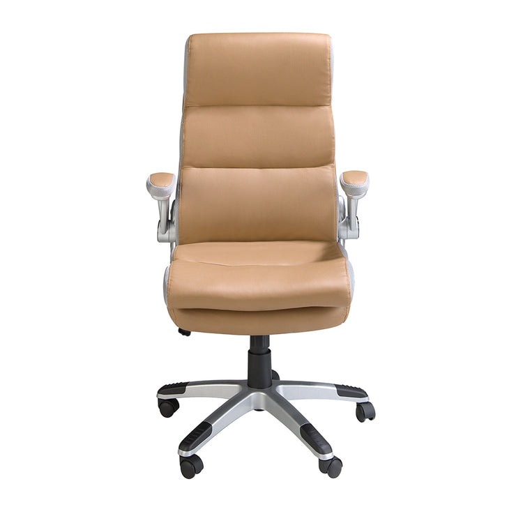 Brown leatherette swivel office chair