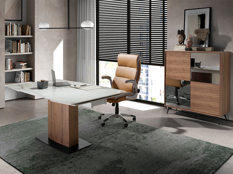 Brown leatherette swivel office chair - Angel Cerdá