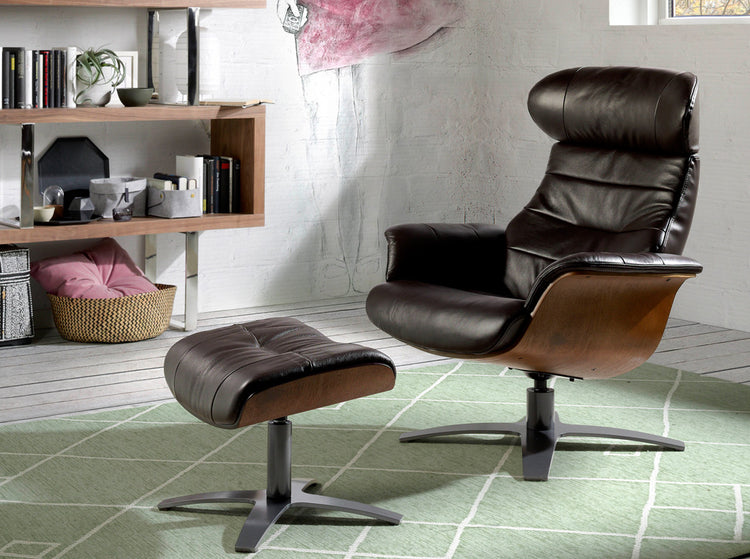 Swivel ottoman upholstered in cowhide - Angel Cerdá S.L