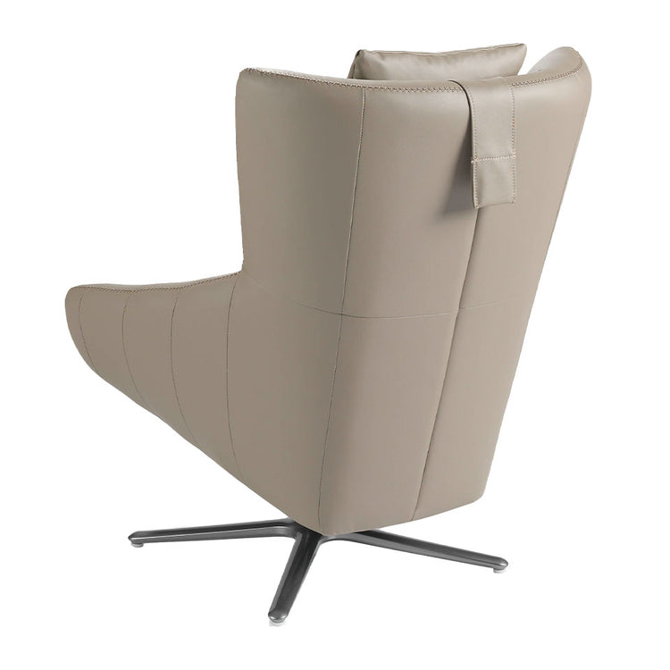 Swivel armchair with leatherette upholstered cushion