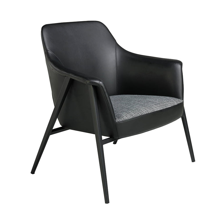 Upholstered fabric and eco-leather armchair with black steel structure