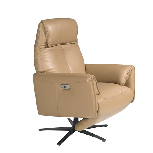 Leather swivel armchair with relax mechanism-Angel Cerdá