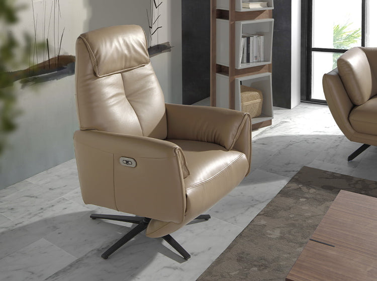 Leather swivel armchair with relax mechanism-Angel Cerdá