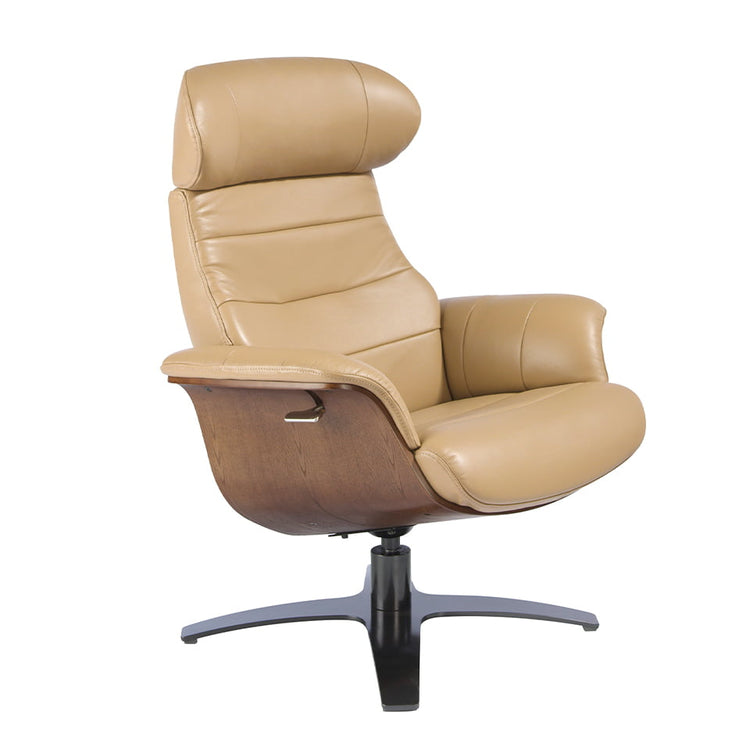 Leather upholstered swivel armchair-Angel Cerdá