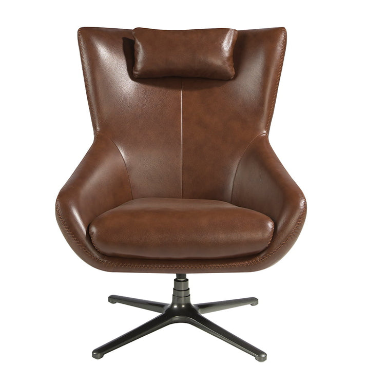 Leather swivel armchair with removable cushion-Angel Cerdá